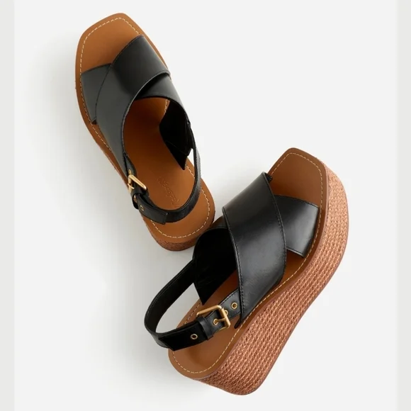 New! Madewell The Amee Wedge Sandal Leather Jute Platform Chunky Heel - Picture 2 of 14